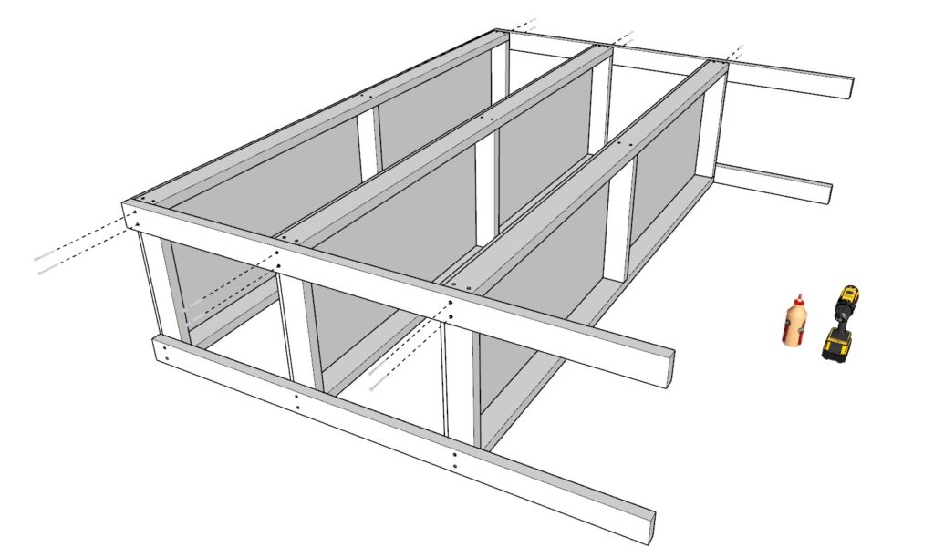 incorporating the shelves together into a shelf unit