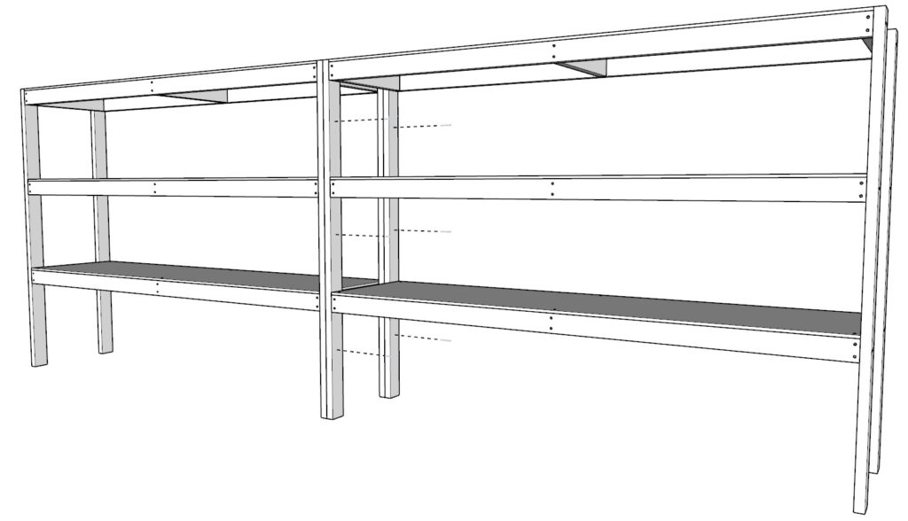 Securing the shelving units together