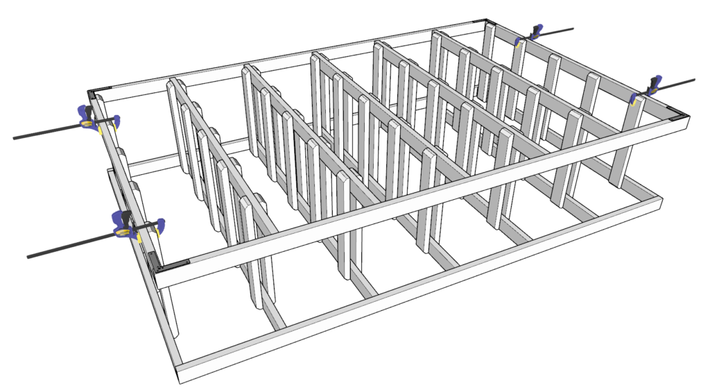 Adding the second frame to the tote storage system