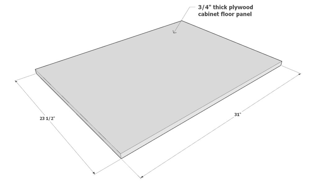 3/4" thick plywood cabinet floor board