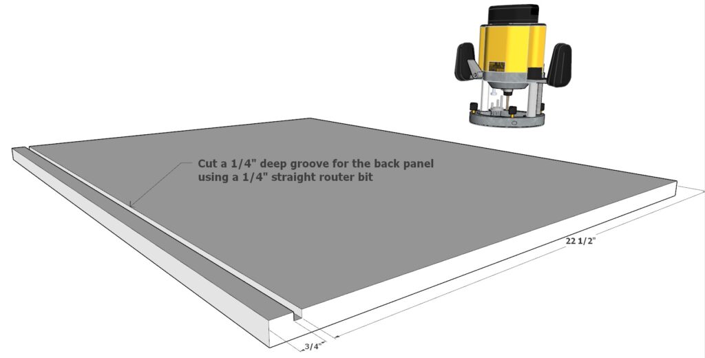 Adding 1/4" groove to the cabinet floor board for the cabinet backing