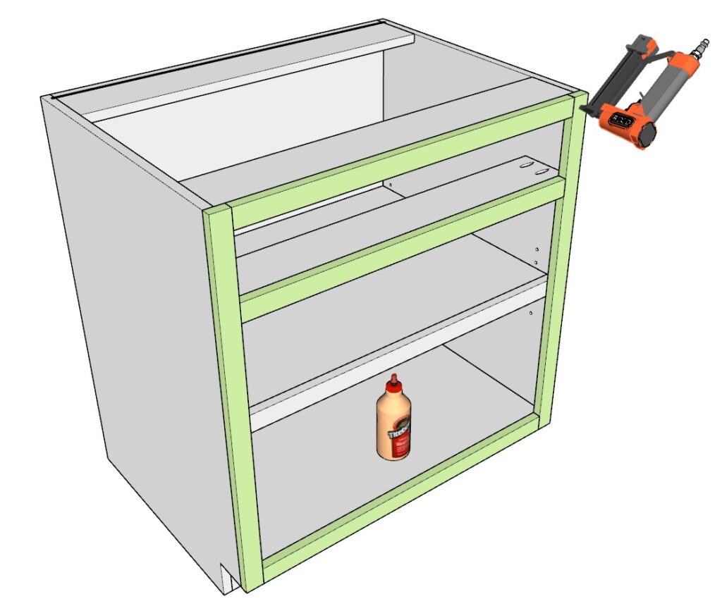 Attaching the cabinet face frame