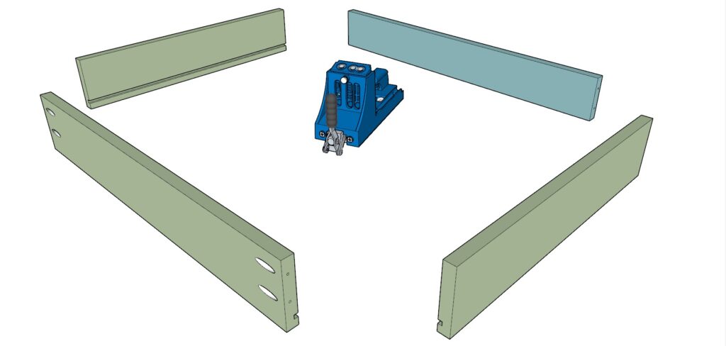 adding pocket holes to drawer box frame pieces