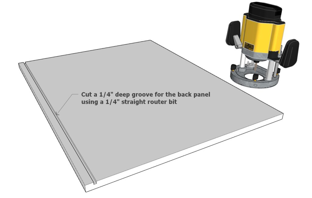 Adding 1/4" groove to the cabinet floor board for the cabinet backing