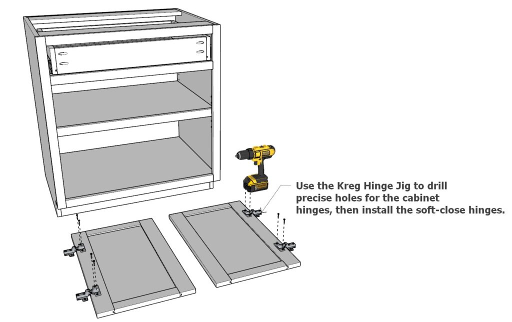 Attaching the cabinet door to the cabinet