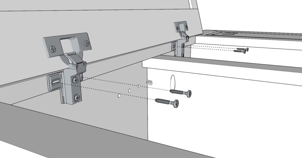 attaching the cabinet door to the cabinet using Euro hinges soft close