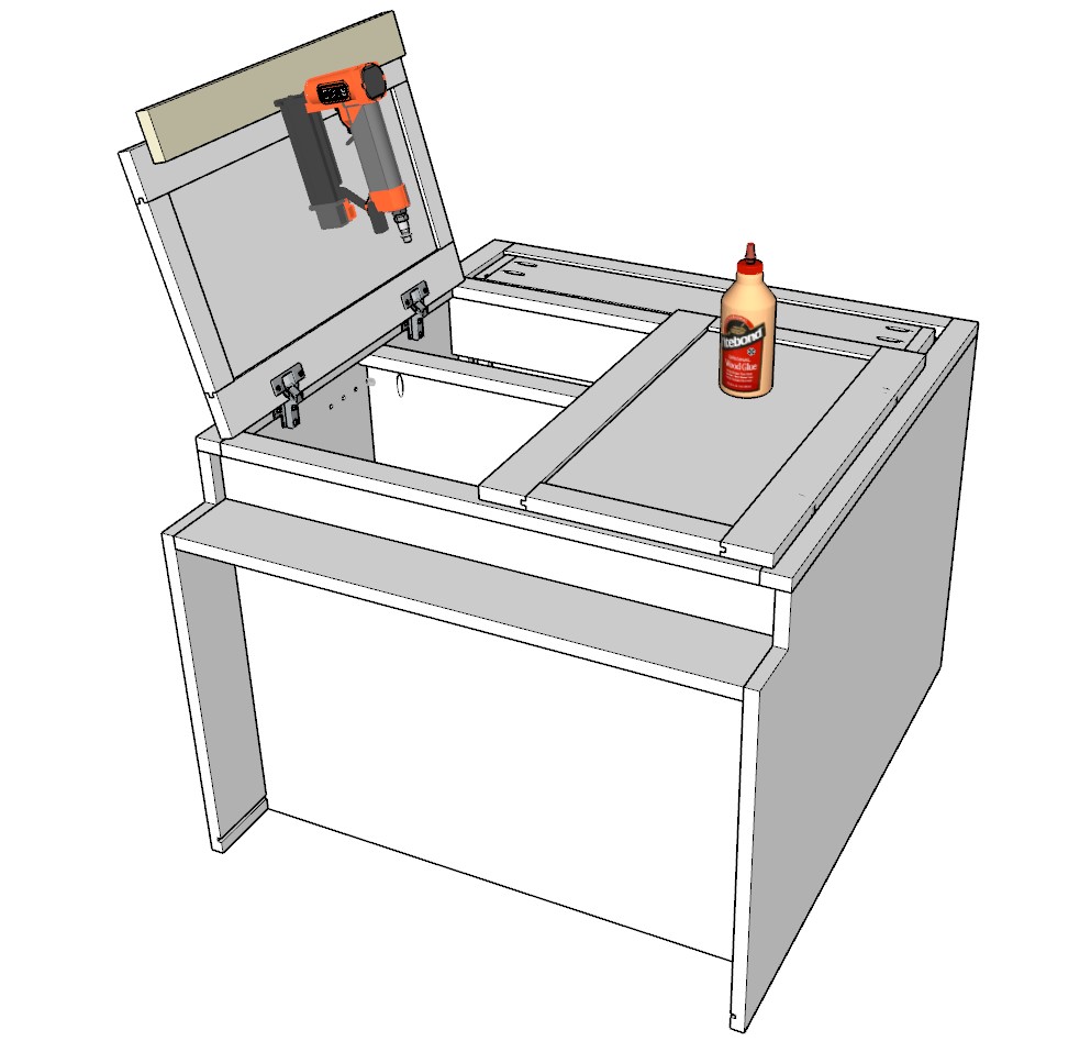 Attaching the false cabinet face frame component