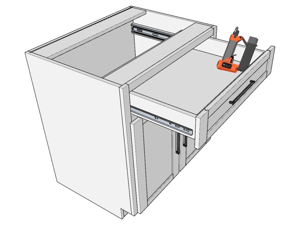 Attaching the cabinet drawer