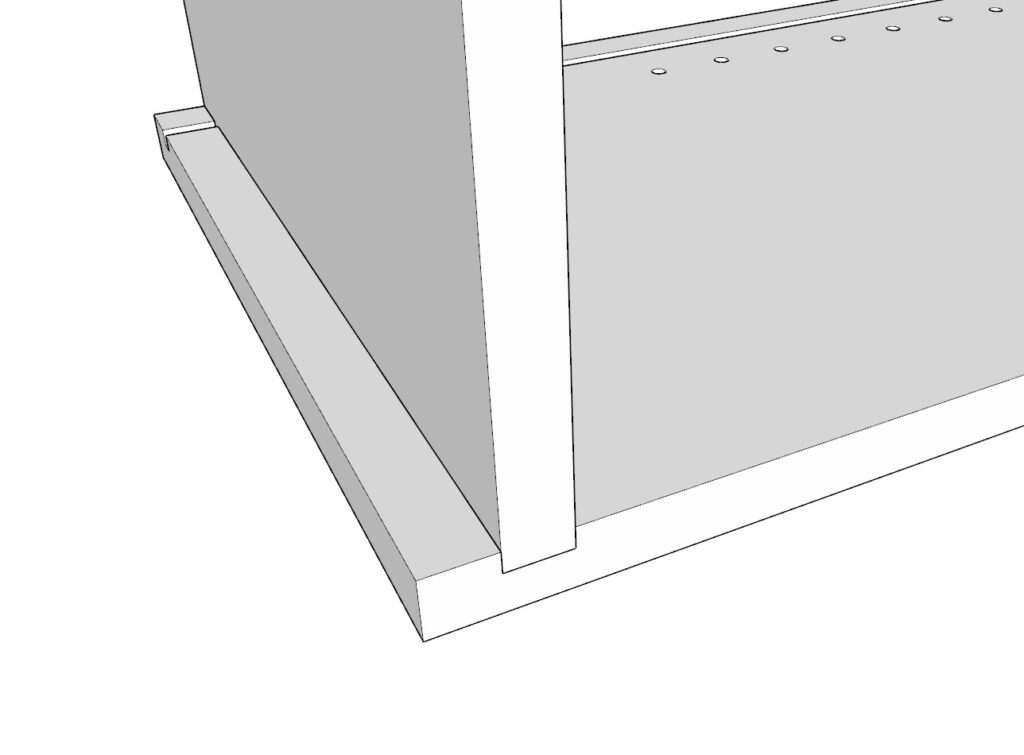 inserting the cabinet floor and top panels into the dado joint of the side panels