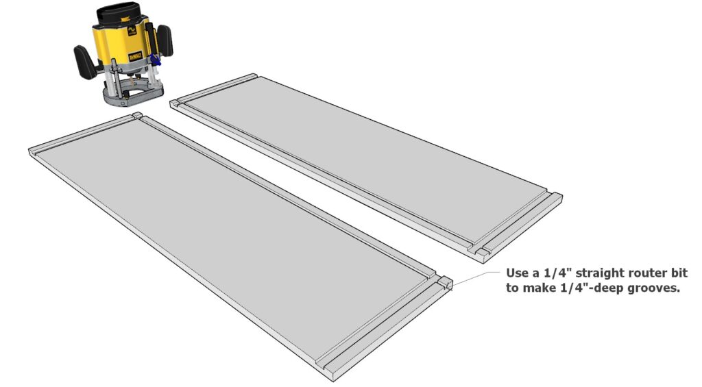 Adding groove to the 3/4" thick cabinet side panels for the cabinet floor board and dado joint