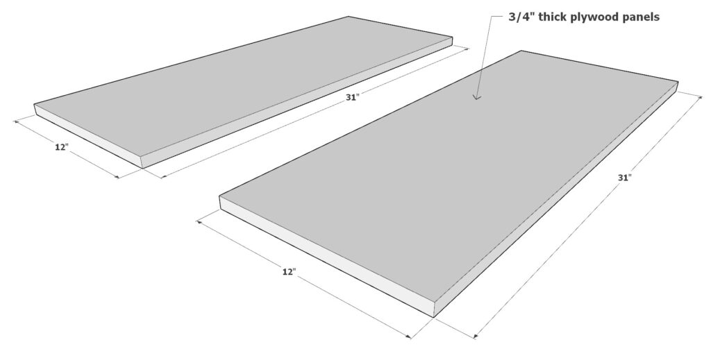 3/4" thick plywood cabinet floor board