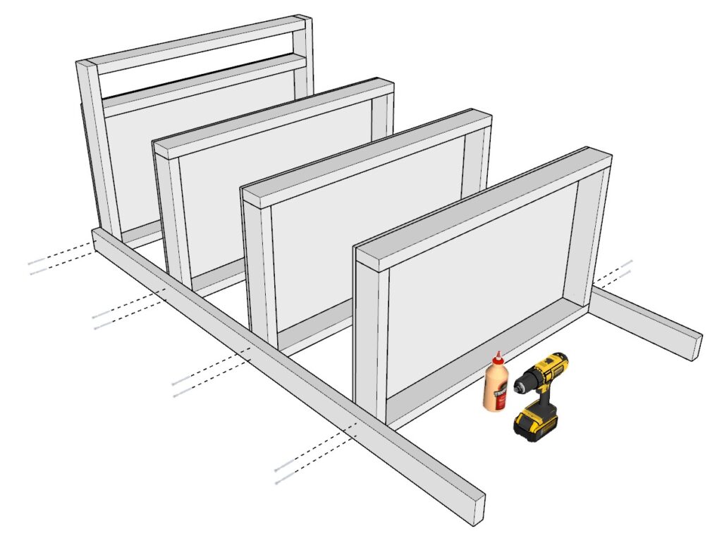 incorporating the garage shelf legs with the garage shelves