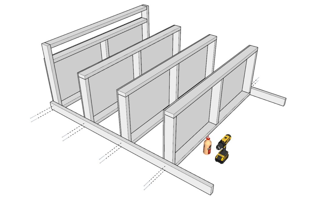 incorporating the garage shelf legs with the garage shelves