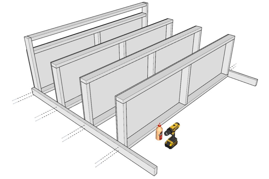 incorporating the garage shelf legs with the garage shelves