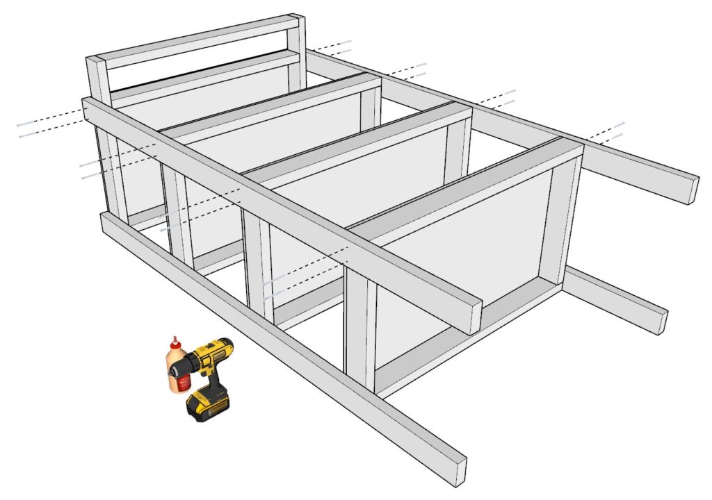 incorporating the garage shelf legs with the garage shelves