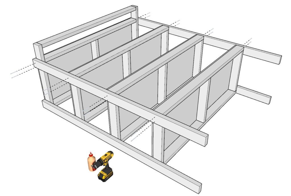 incorporating the garage shelf legs with the garage shelves