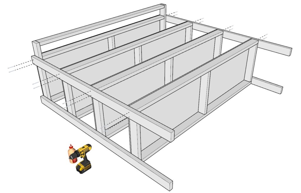 incorporating the garage shelf legs with the garage shelves