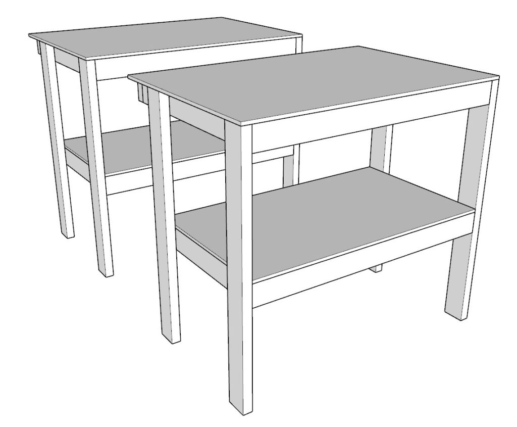 Two identical garage shelf units ready to be incorporated