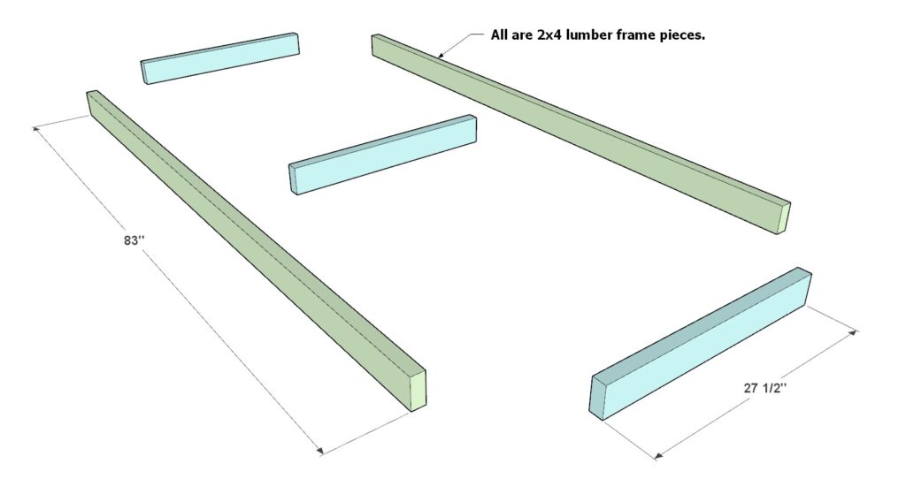 Constructing the garage shelf top shelve from 2x4 lumber