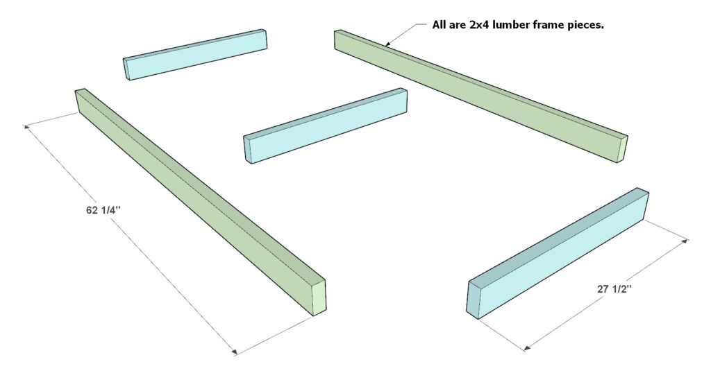 Constructing the garage shelf top shelve from 2x4 lumber