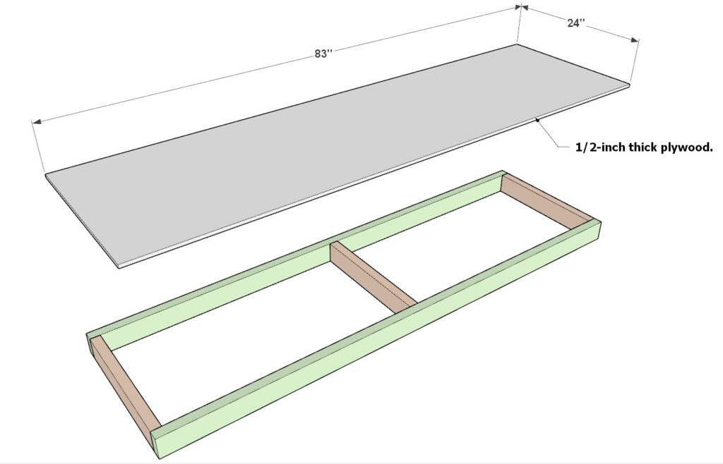 Adding the plywood sheet to the garage shelf