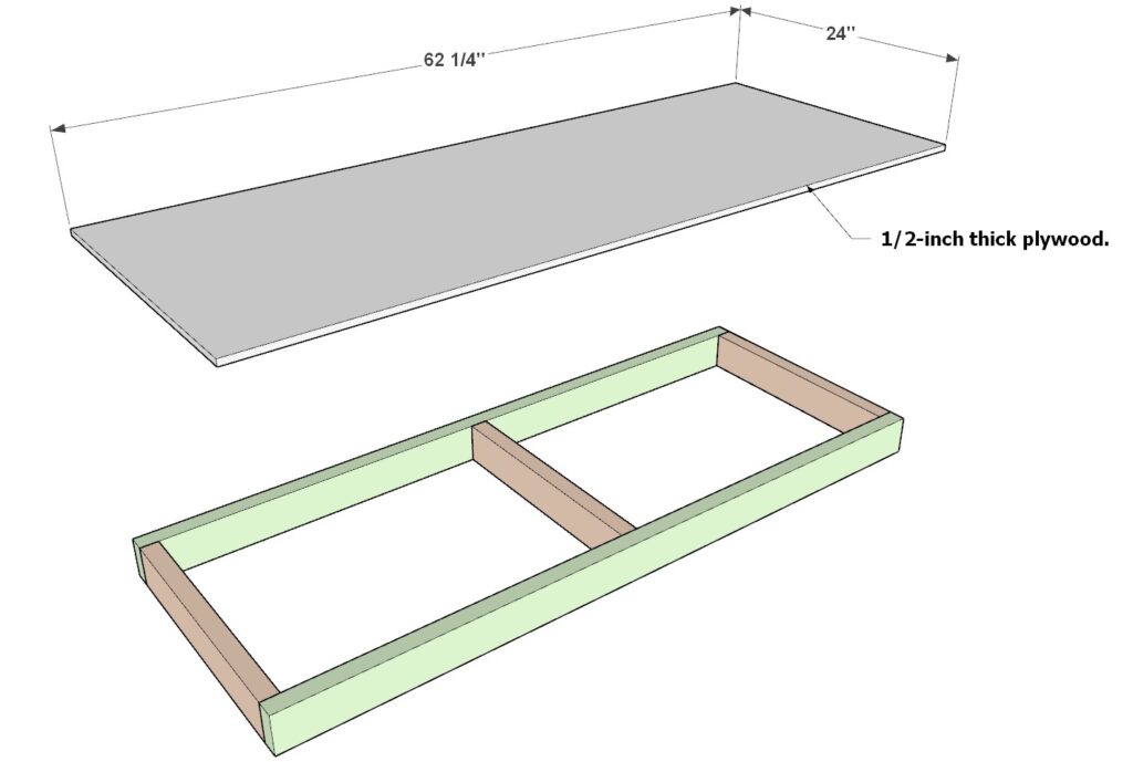 Adding the plywood sheet to the garage shelf