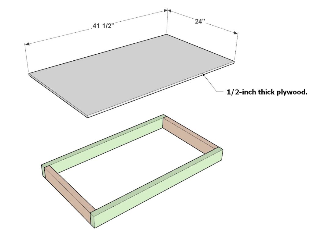 securing the garage shelf frame with screws and wood glue