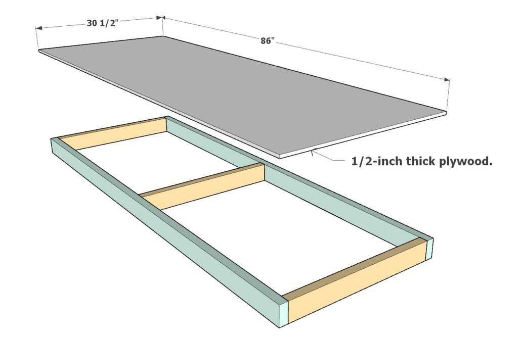 securing the garage shelf frame with screws and wood glue