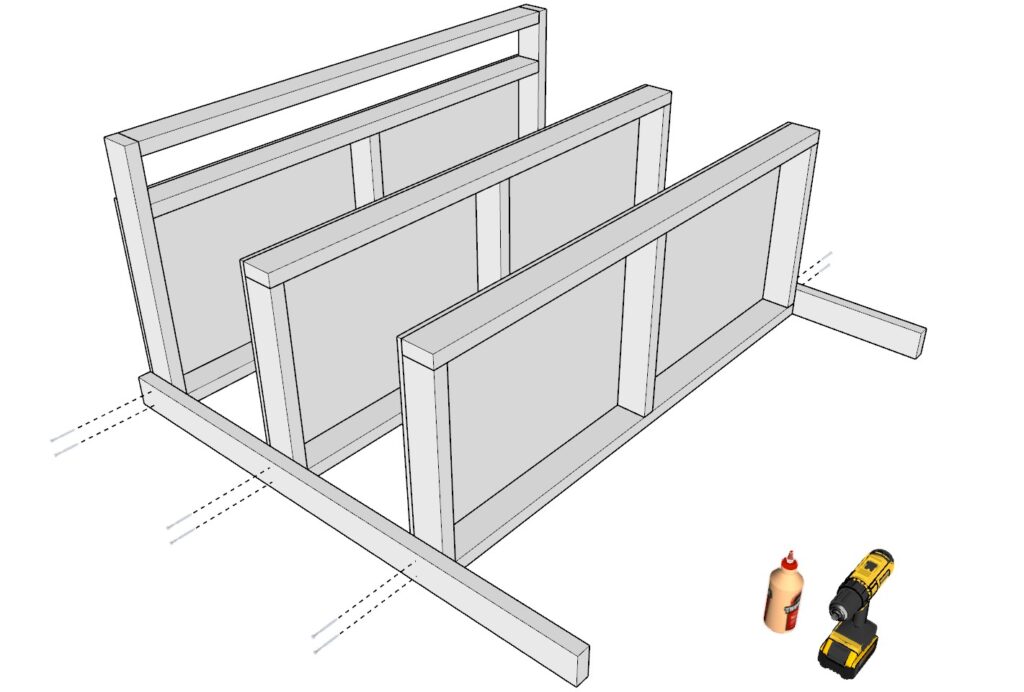 incorporating the garage shelf legs with the garage shelves