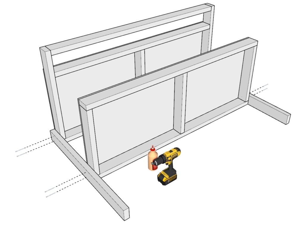 incorporating the garage shelf legs with the garage shelves