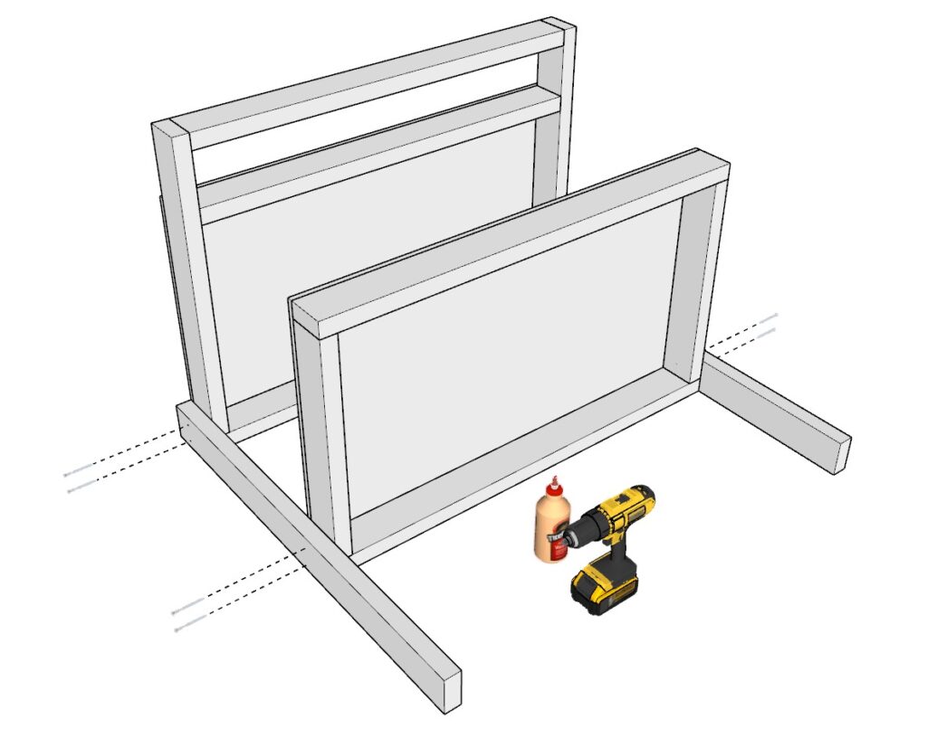 incorporating the garage shelf legs with the garage shelves