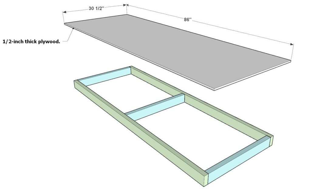 Adding the plywood sheet on top of the garage shelf top