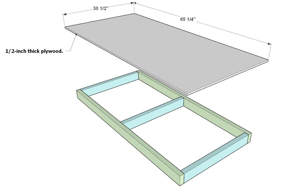 Adding the plywood sheet on top of the garage shelf top