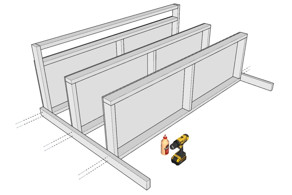 incorporating the garage shelf legs with the garage shelves