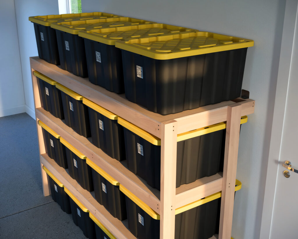 DIY Garage Shelving for 27-Gallon Totes – 4 Wide x 4 Tall Configuration - Image 5