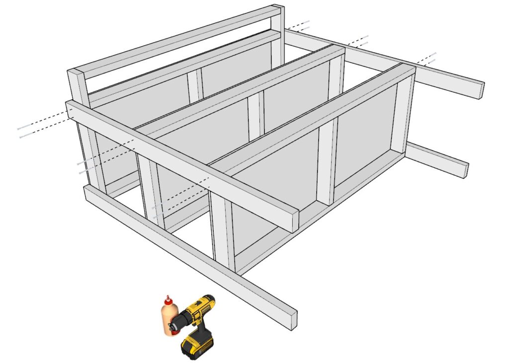 incorporating the garage shelf legs with the garage shelves