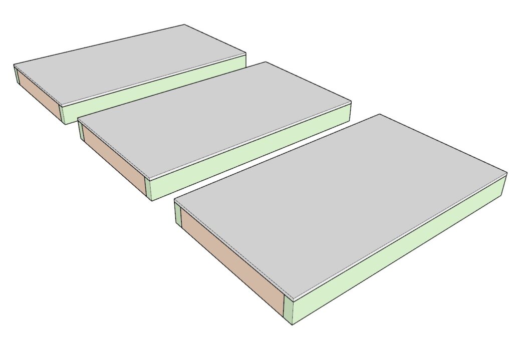 making three identical garage shelf units