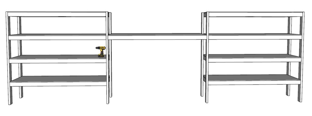 integrating the garage shelf with other shelving units