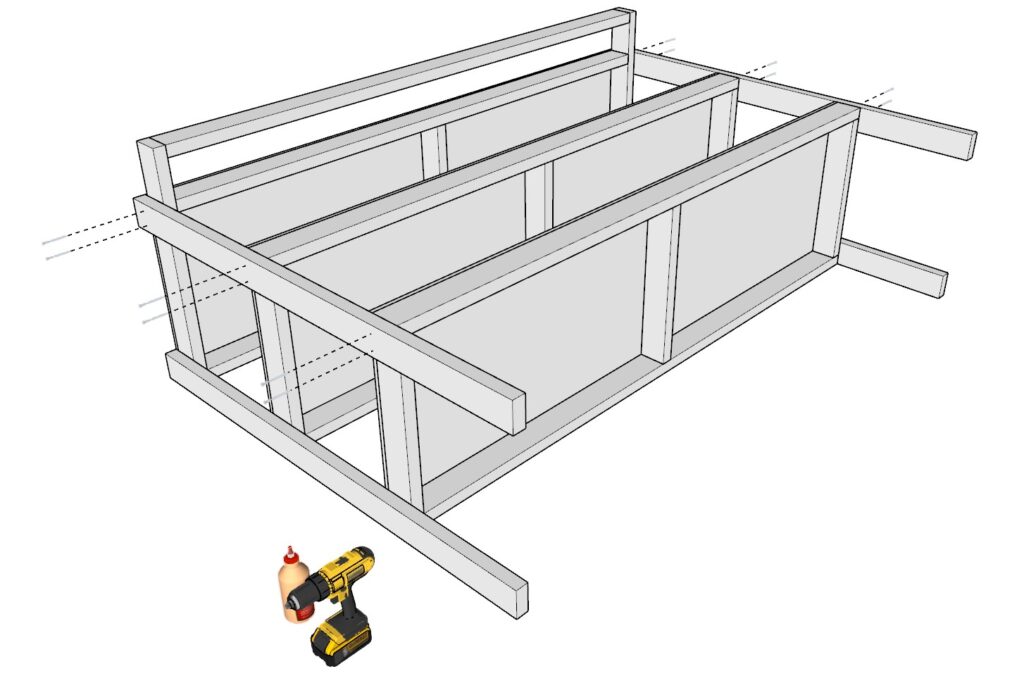 incorporating the garage shelf legs with the garage shelves