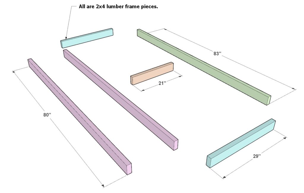 Constructing the garage shelf top shelve from 2x4 lumber