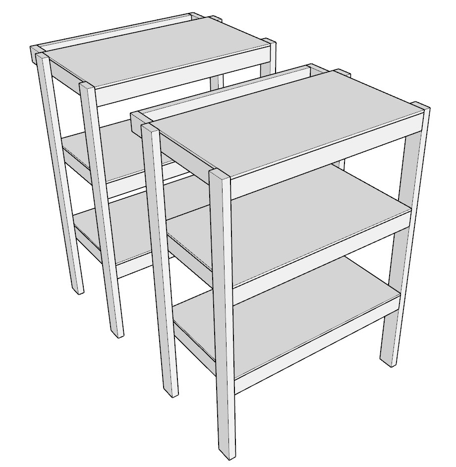 Two identical garage shelf units ready to be incorporated