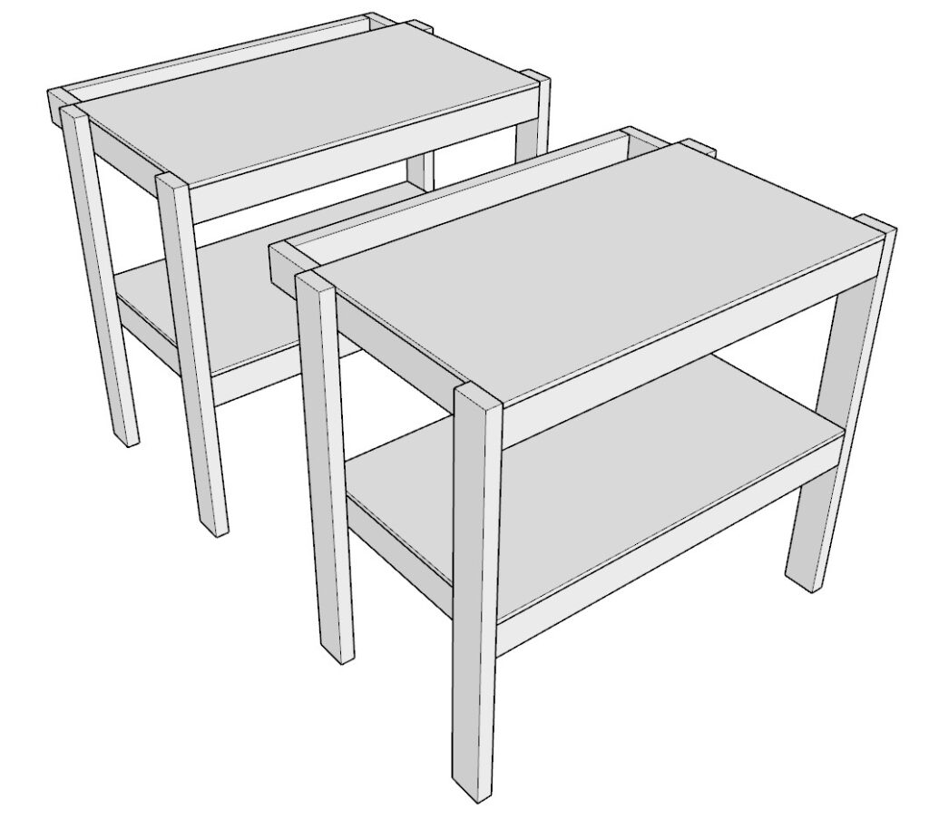 Two identical garage shelf units ready to be incorporated