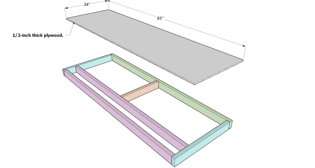 Adding the plywood sheet on top of the garage shelf top