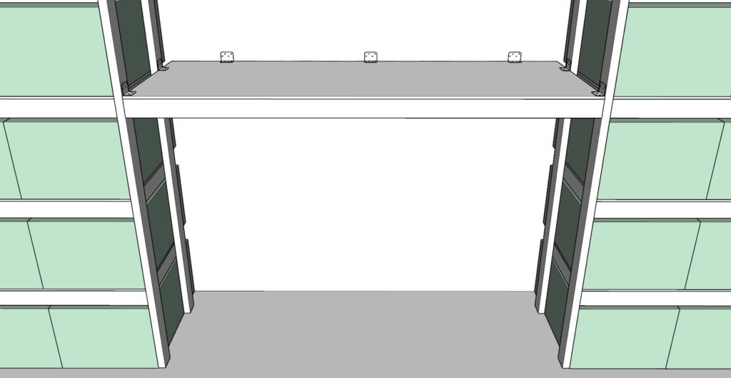 incorporating the garage shelves and securing them to the wall of the garage with a L shaped bracket