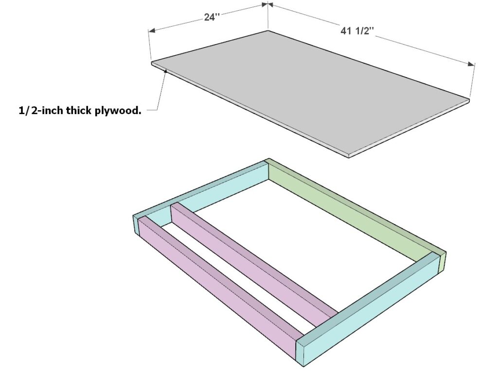 Adding the plywood sheet on top of the garage shelf top