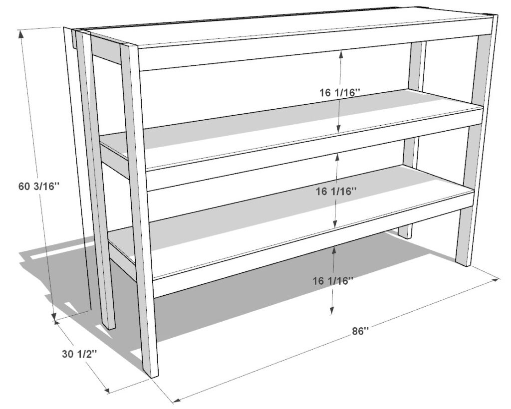 27 gallon garage shelf plan dimensions