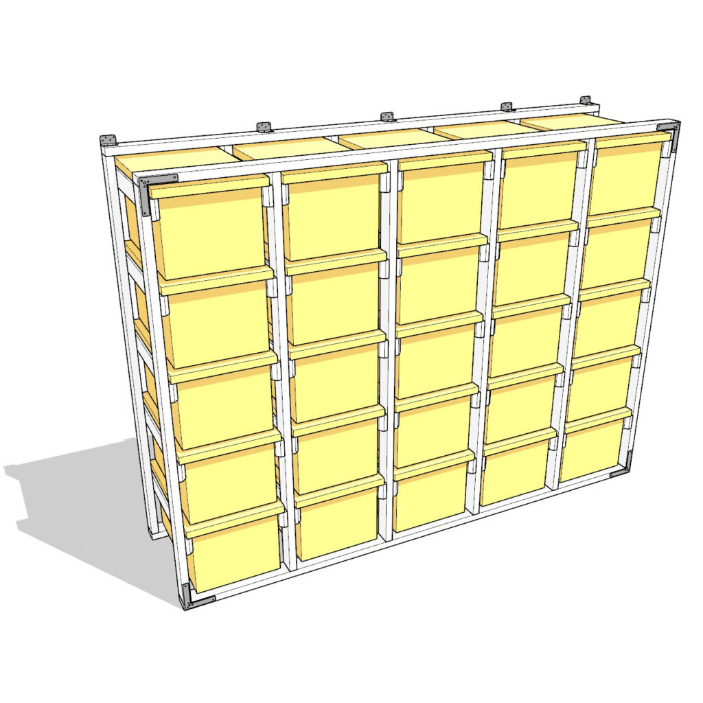 27 gallon tote storage rack plan (5x5)