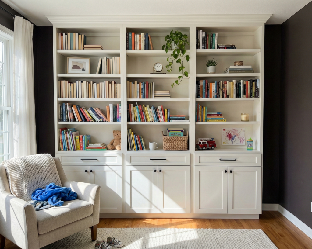 DIY Built-In Bookshelves Plan PDF: Floor-to-Ceiling with Cabinet Doors, Modular Design