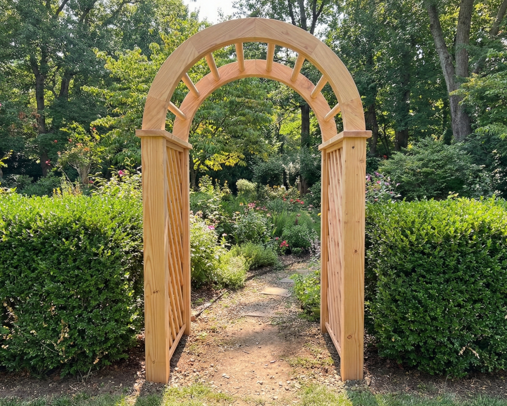 DIY Garden Arbor Plan PDF: Arch Top with Lattice Panels, Step-by-Step Build Guide