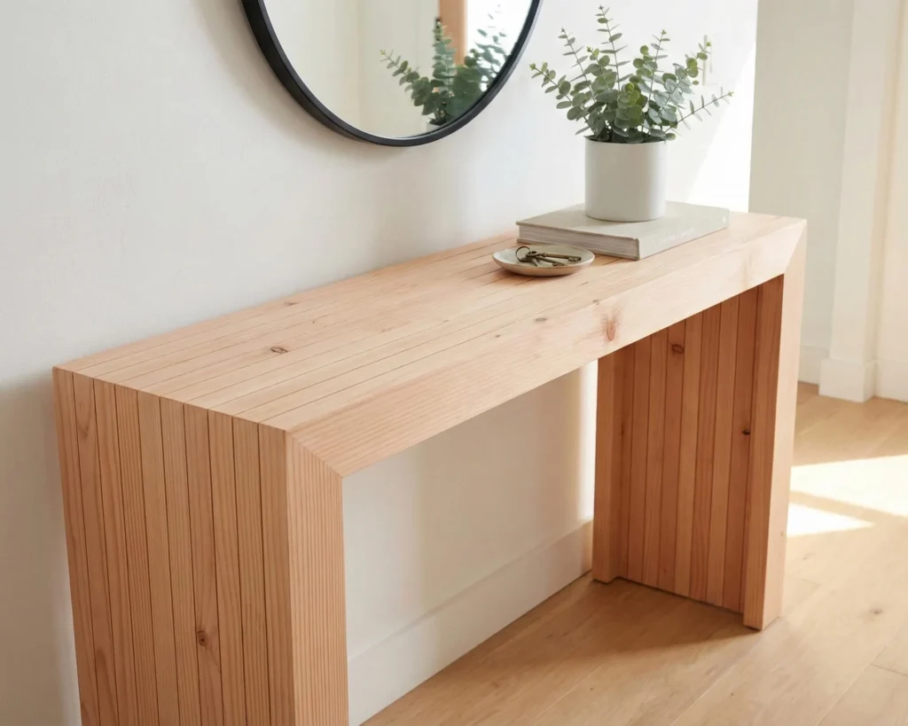 DIY Waterfall Console Table Plan PDF: No Dowels, Screws Only, Beginner Friendly